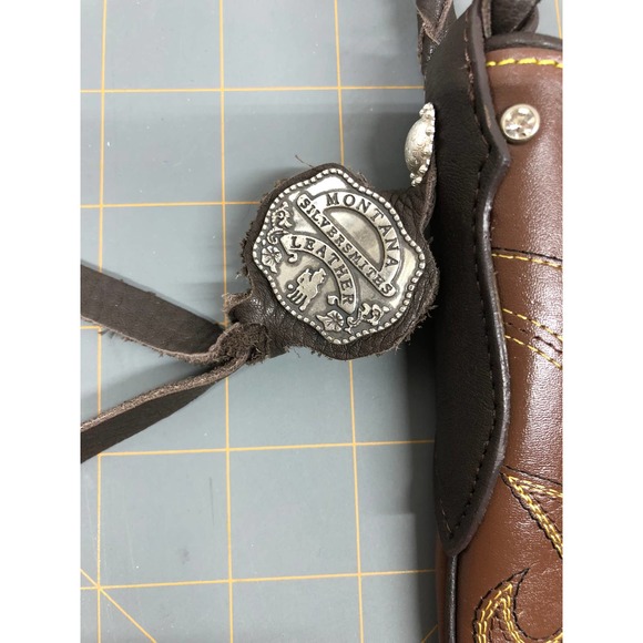 Cowgirl Montana Silversmiths Leather Cowgirl Boot Purse With FRINGE - Picture 3 of 10